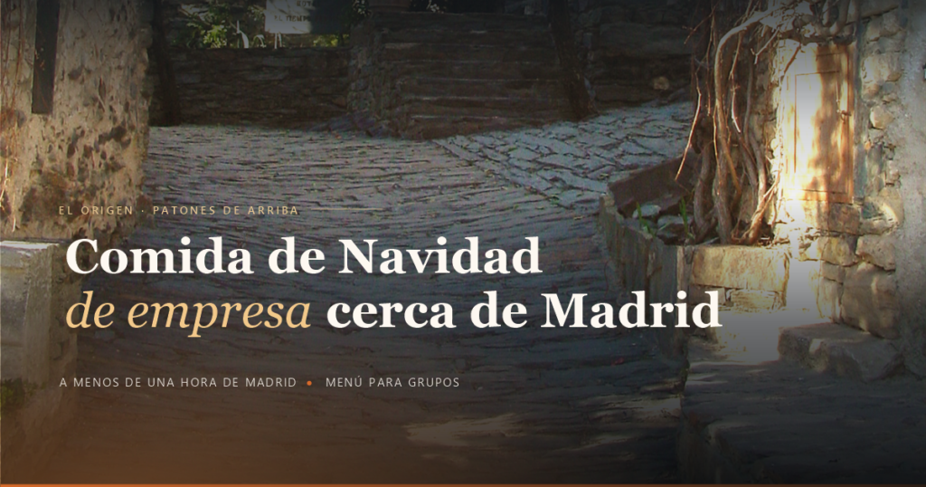 Dónde celebrar la comida de Navidad de empresa cerca de Madrid 1 Calle empedrada de Patones de Arriba en invierno, lugar de la comida de Navidad de empresa de El Origen